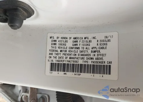 2017 Honda Accord Sport Se from USA, damaged, VIN 1HGCR2F17HA276682